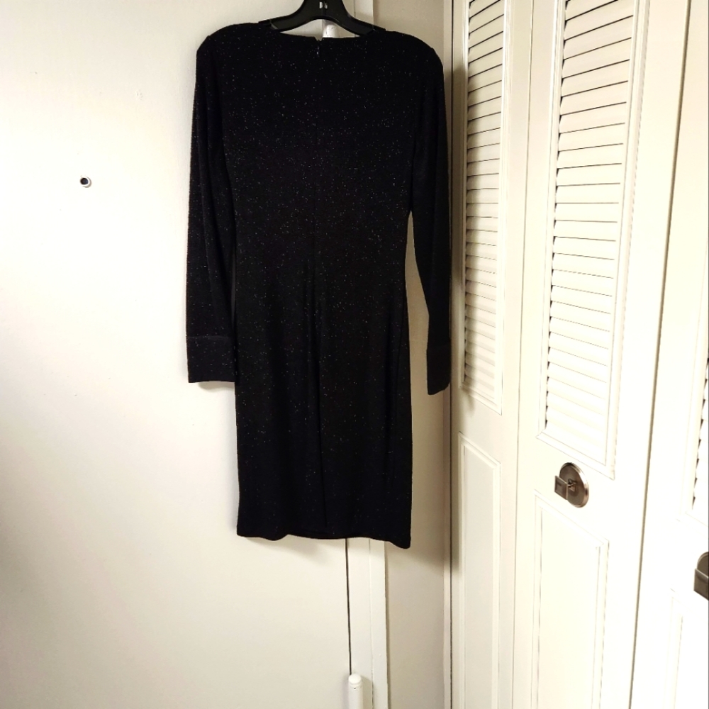 Women's black dress & Gold shoes
